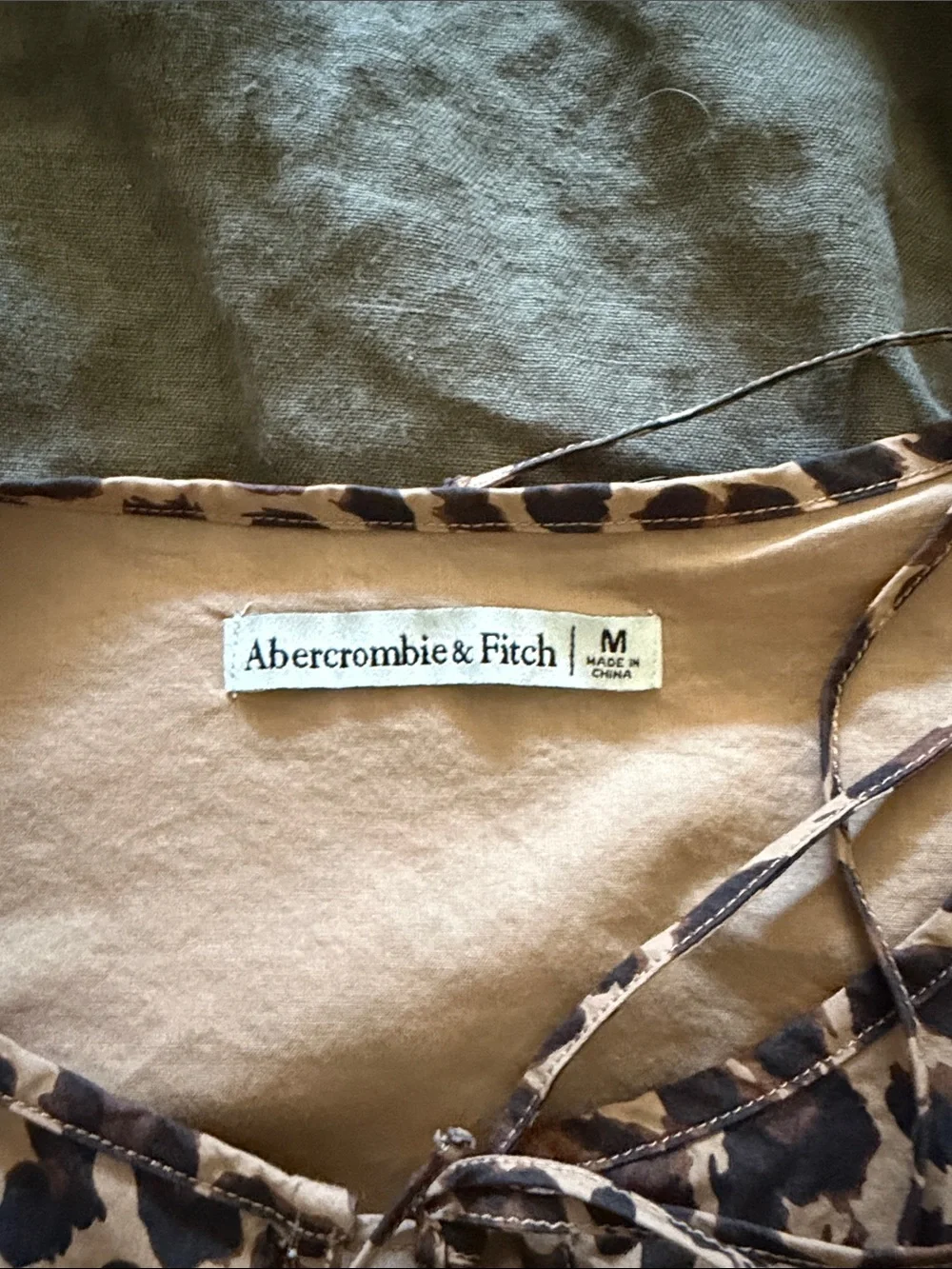 Abercrombie & Fitch Leopard Print Puff Sleeve Blouse - Brown/Black
